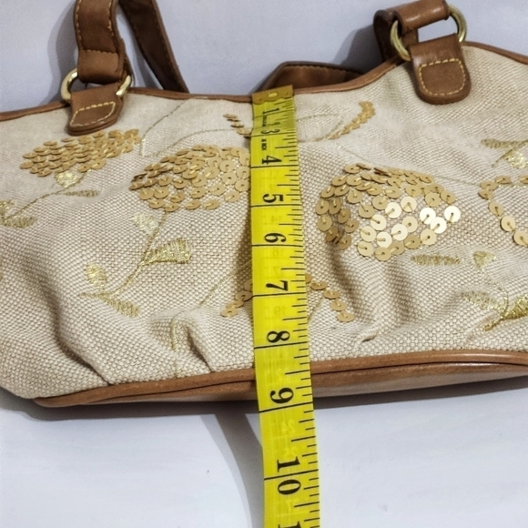 VINTAGE Linen Sequin Shoulder Bag - Picture 6 of 13